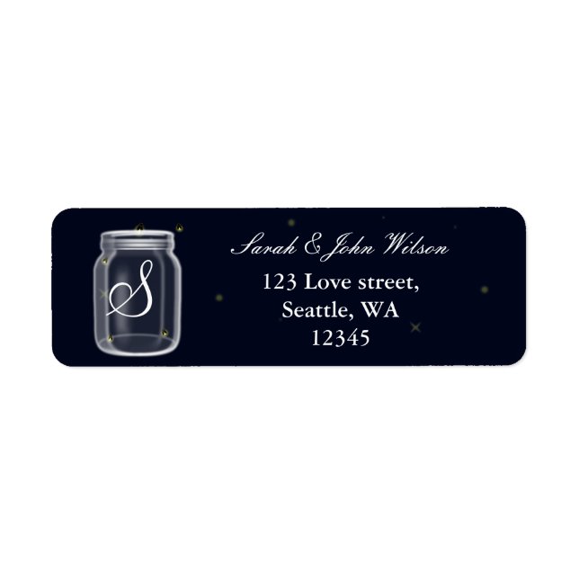 fireflies mason jar wedding ,return address label (Front)