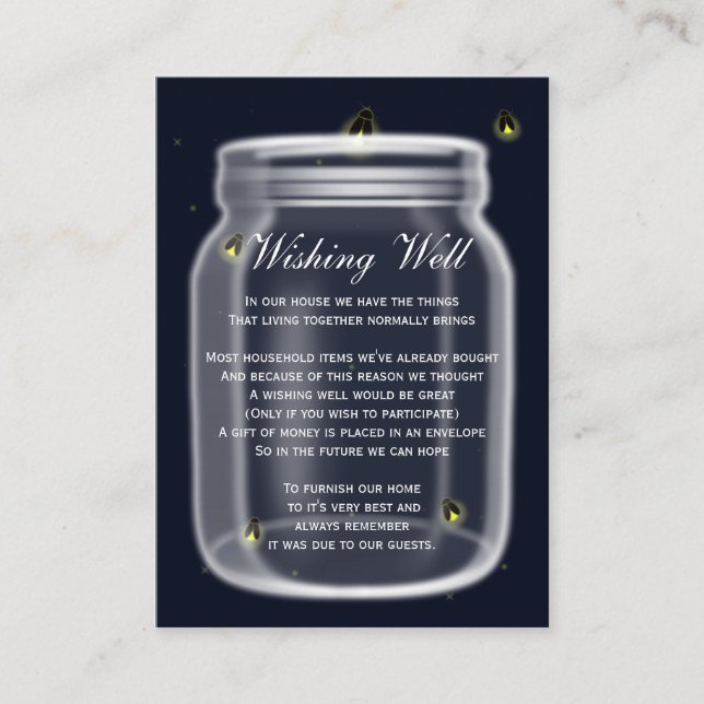 fireflies mason jar wishing well cards (Front)