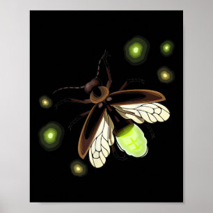 Fireflies Natural Camping Insect Poster