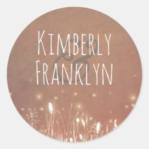 Fireflies Night Field Rustic Country Wedding Classic Round Sticker