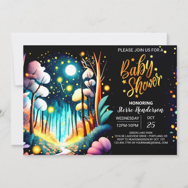 Fireflies Nighttime Adventure Baby Shower Invitation (Front)