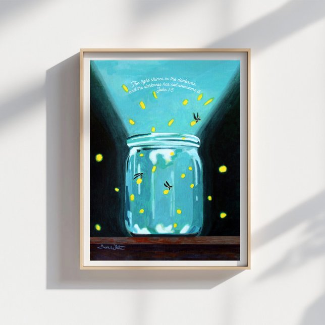 Fireflies Painting John 1 5 Bible Verse Poster (Creator Uploaded)