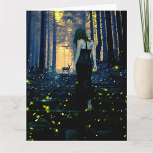 FIREFLIES & WOMAN ART BIRTHDAY OVERSIZED CARD