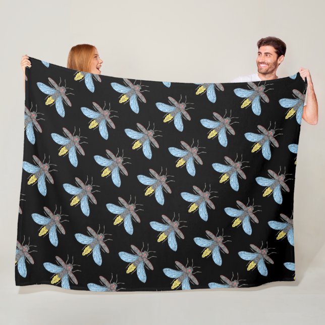 Firefly (black) - Fleece Blanket (In Situ)