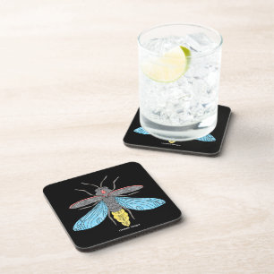Firefly (black) - Plastic Coaster
