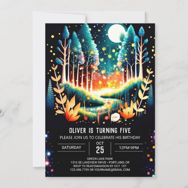 Firefly Fantasy Woodland Birthday Invitation (Front)
