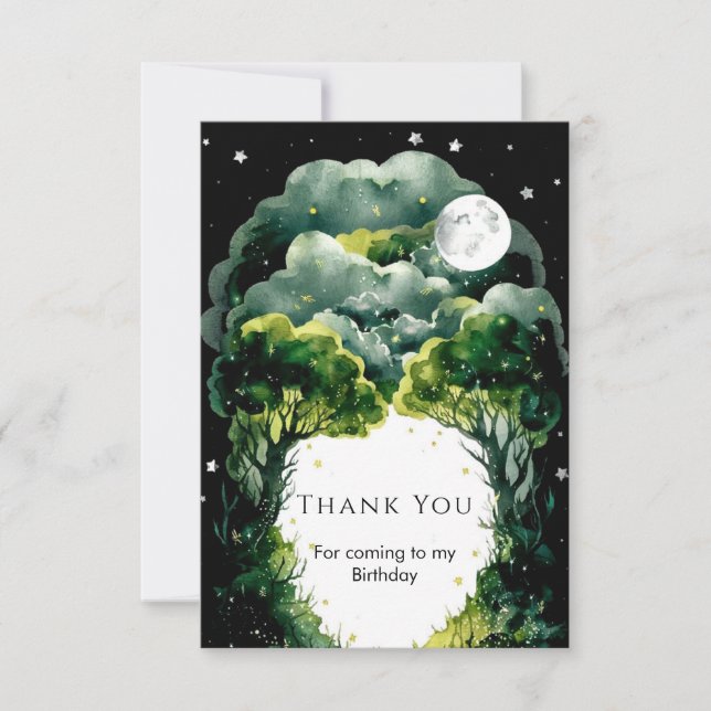  Firefly Fantasy Woodland Birthday Thank You Card (Front)