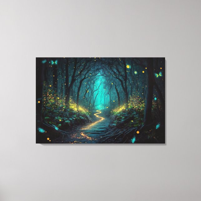 Firefly Forest Beautiful and Magical Canvas Print (Front)