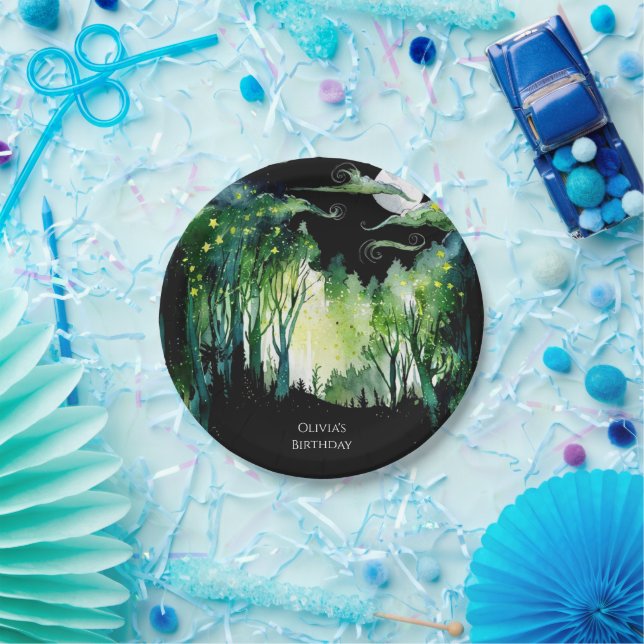 Firefly Glow Woodland Birthday Paper Plate (Party)