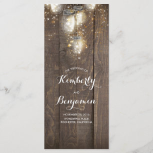 Firefly Lights Mason Jars Rustic Wedding Programs