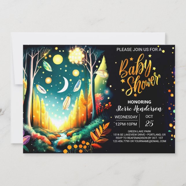 Firefly Magic Forest Baby Shower Invitation (Front)