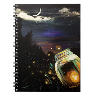 Firefly Mason Jar Starry Night Cottagecore Nature Notebook