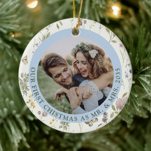 Firefly Meadow   First Christmas as Mr & Mrs  Ceramic Ornament