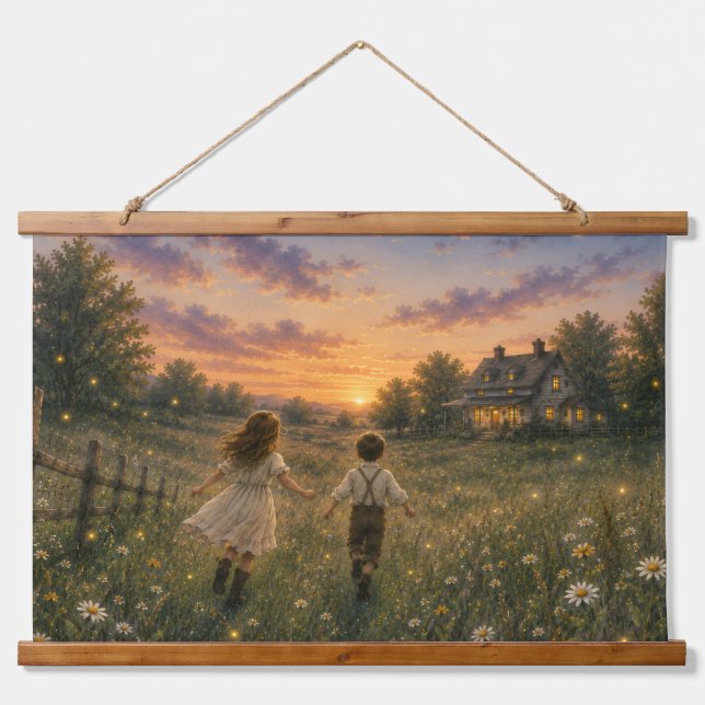 Firefly Meadow Watercolor Tapestry (Front)