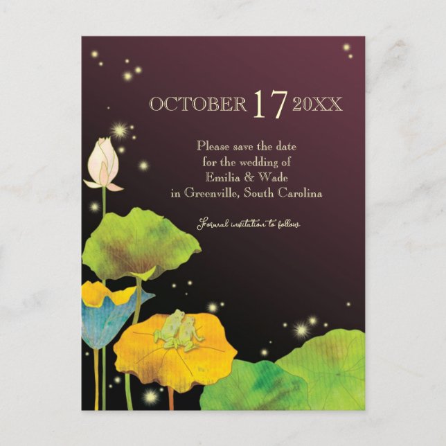 Firefly Night Fall Wedding Save the Date Announcement Postcard (Front)