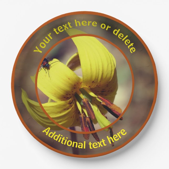 Firefly On Trout Lily Flower Personalized Party Paper Plate (Front)