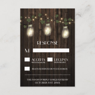 Firefly Rustique + Vignoble Mariage Cartes RSVP