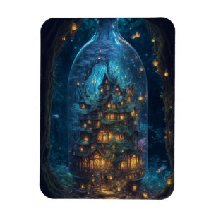 Firefly Village   Fantasy Digital Art  Magnet