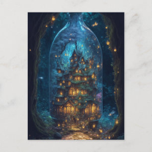 Firefly Village   Fantasy Digital Art  Postcard