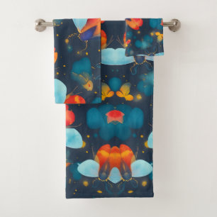 Firefly Watercolor Colourful Personalized Pattern Bath Towel Set