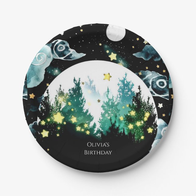 Firefly Whimsy Woodland Birthday Paper Plate (Front)