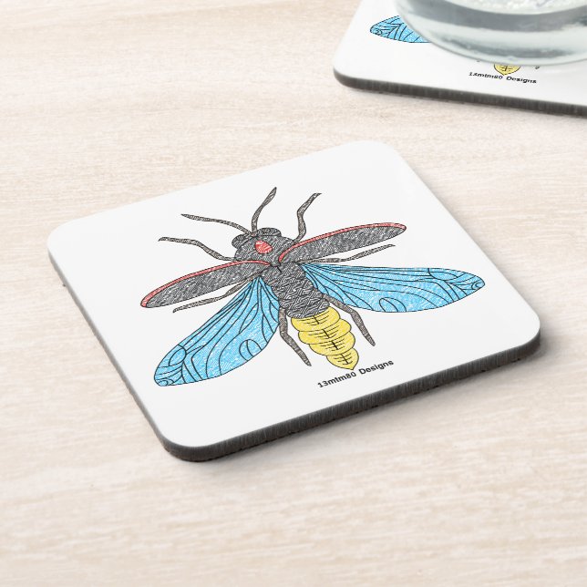 Firefly (white) - Plastic Coaster (Left Side)