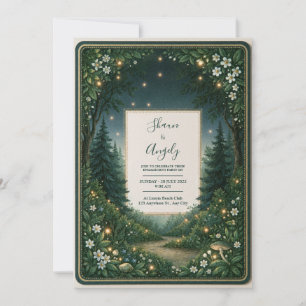 Firefly Woodland Wildflower Frame Wedding Invitation