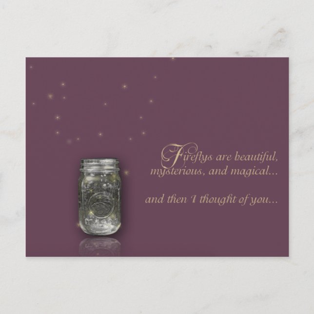 Fireflys on Mauve Postcard (Front)