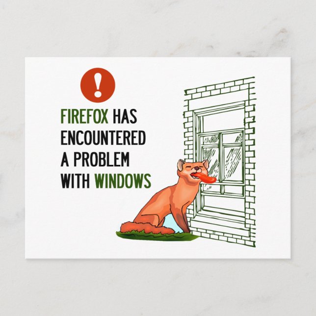 Firefox has encountered a problem with windows postcard (Front)