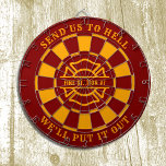 Firehouse Fire Station Fireman Dartboard and Darts<br><div class="desc">The perfect game item for the crew at the fire station! As shown for Fire Station #7 with one of our favourite firefighter slogans... Send us to hell, we'll put it out! But text is fully customizable. Just click the personalize button to easily change to a phrase of your own...</div>