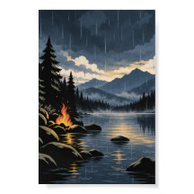 Firelight & Rain | Modern Nature Poster