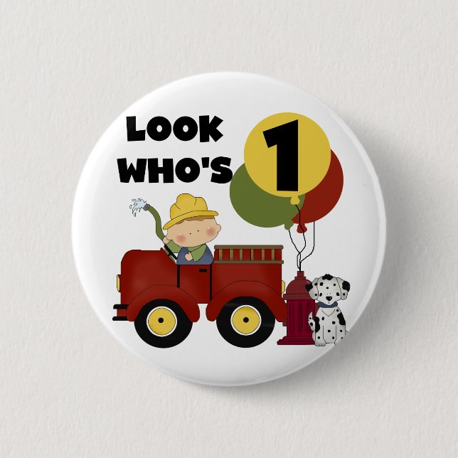 Fireman 1st Birthday Tshirts and Gifts 2 Inch Round Button (Front)