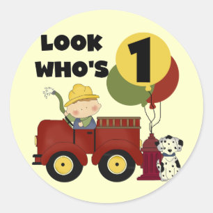 Fireman 1st Birthday Tshirts and Gifts Classic Round Sticker