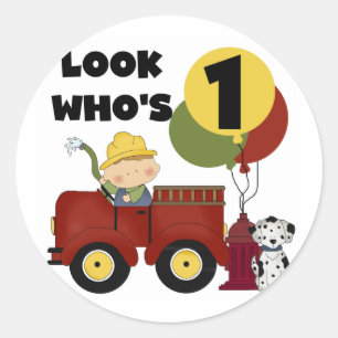 Fireman 1st Birthday Tshirts and Gifts Classic Round Sticker