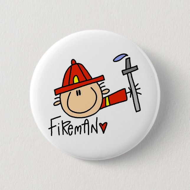 Fireman 2 Inch Round Button (Front)
