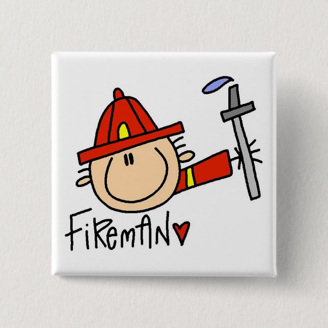 Fireman 2 Inch Square Button (Front)