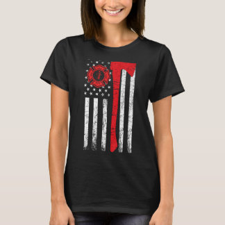 Fireman American Flag Graphics Firefighter T-Shirt
