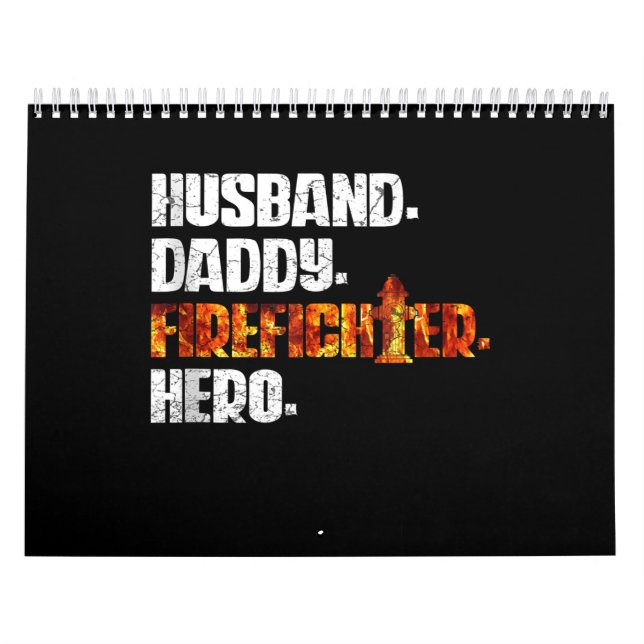 Fireman American Flag Red Line US Firefighter Dad Calendar (Cover)