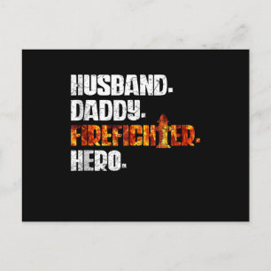 Fireman American Flag Red Line US Firefighter Dad Holiday Postcard