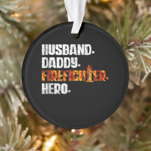 Fireman American Flag Red Line US Firefighter Dad Ornament