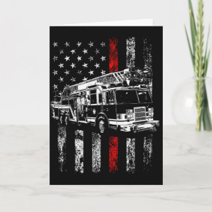 Fireman American Flag Thin Red Line Firefighter Card