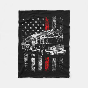 Fireman American Flag Thin Red Line Firefighter  Fleece Blanket