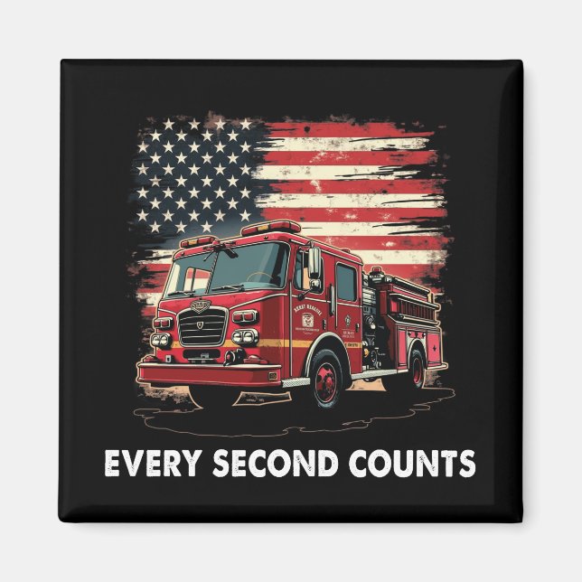 Fireman American Flag Thin Red Line Firefighter Magnet (Front)