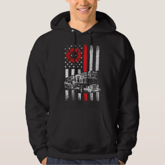 Fireman American Flag Thin Red Line Graphics Firef Hoodie