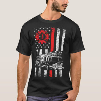 Fireman American Flag Thin Red Line Graphics Firef T-Shirt