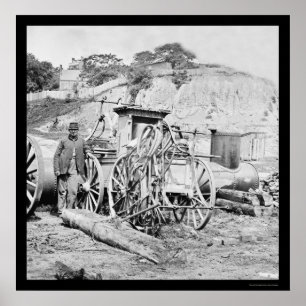 Fireman and Fire Engine in Richmond, VA 1865 Poster