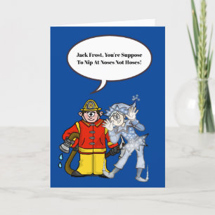 Fireman and Jack Frost Christmas Card