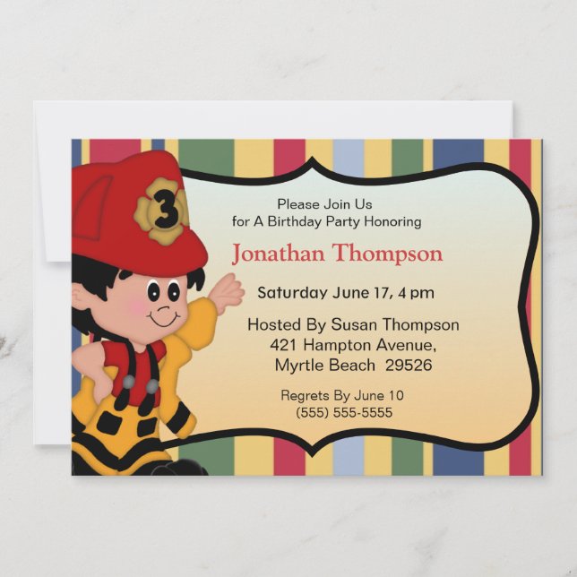 Fireman Birthday Invitations (Front)