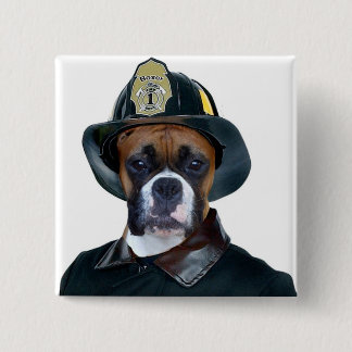 Fireman boxer dog button