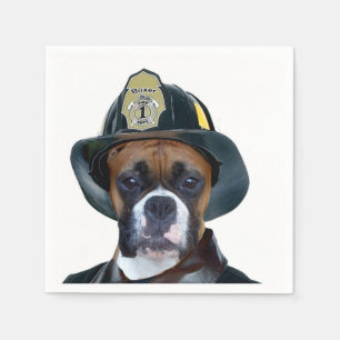 Fireman boxer dog napkin